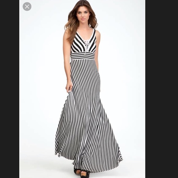 bebe striped maxi dress Stripe Off Shoulder Maxi Dress bebe